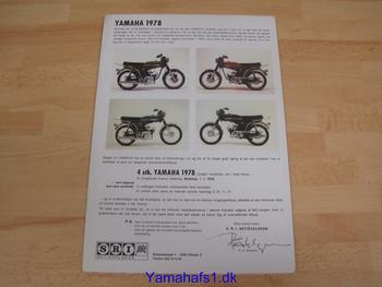 Yamaha metalskilt med Yamaha knallert tilbud 1978