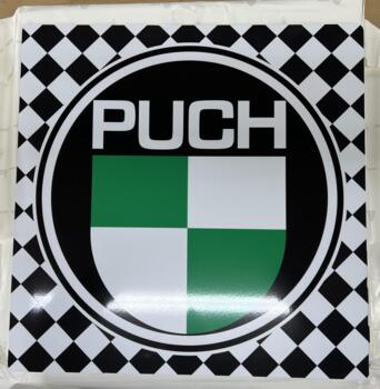 Støttebensplade med Puch logo, for dobbel støtteben