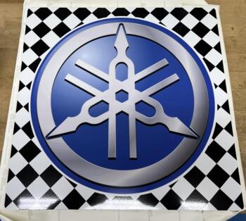 Støttebensplade med Yamaha logo, blå, for dobbel støtteben