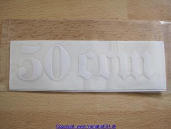 Gotisk skrift "50ccm" Hvid