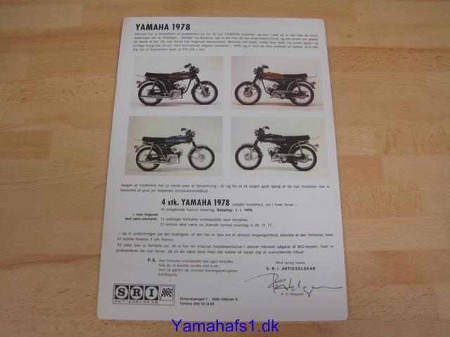 Yamaha metalskilt med Yamaha knallert tilbud 1978