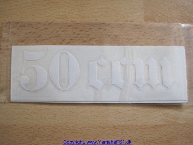 Gotisk skrift "50ccm" Hvid